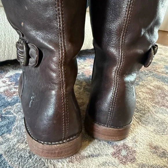 Frye Paige Buckle Riding brown leather boots sz 8.5 - Picture 4 of 12